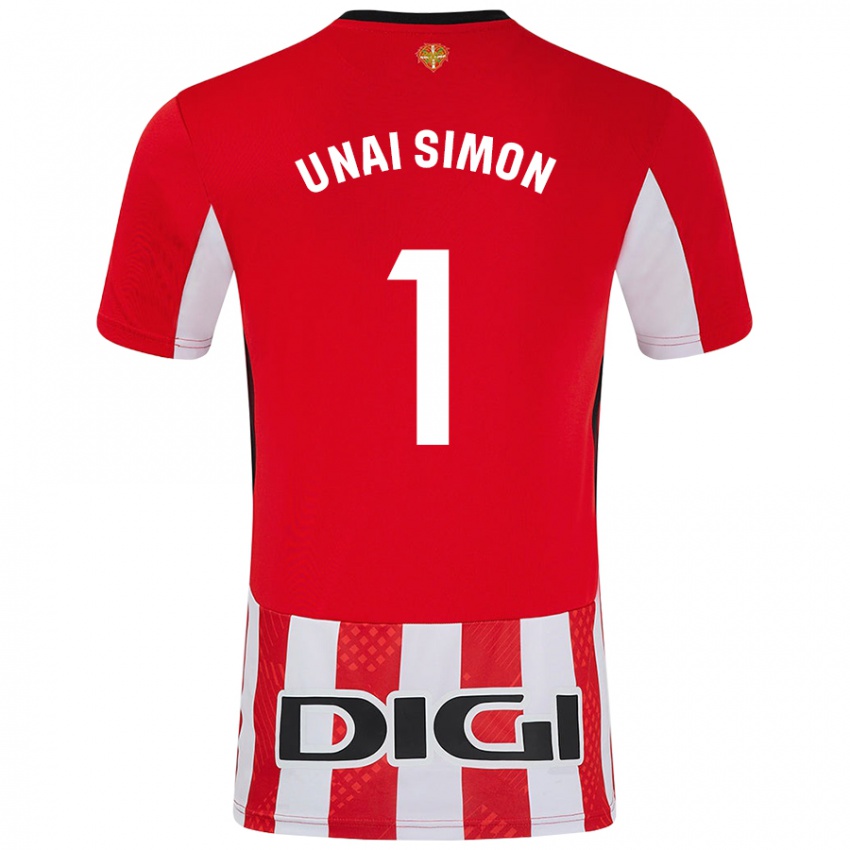 Kinder Unai Simón #1 Rot Weiß Heimtrikot Trikot 2024/25 T-Shirt Schweiz