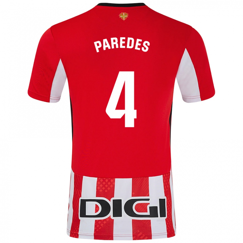 Kinder Aitor Paredes #4 Rot Weiß Heimtrikot Trikot 2024/25 T-Shirt Schweiz