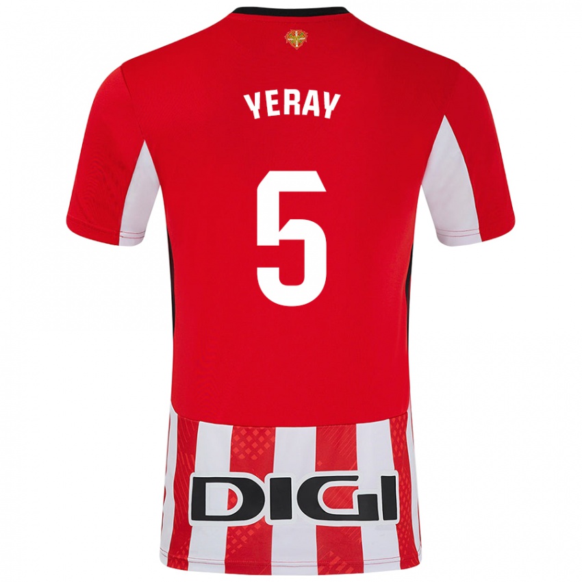 Kinder Yeray Álvarez #5 Rot Weiß Heimtrikot Trikot 2024/25 T-Shirt Schweiz