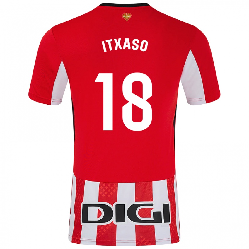 Enfant Maillot Itxaso Uriarte Santamaria #18 Rouge Blanc Tenues Domicile 2024/25 T-Shirt Suisse