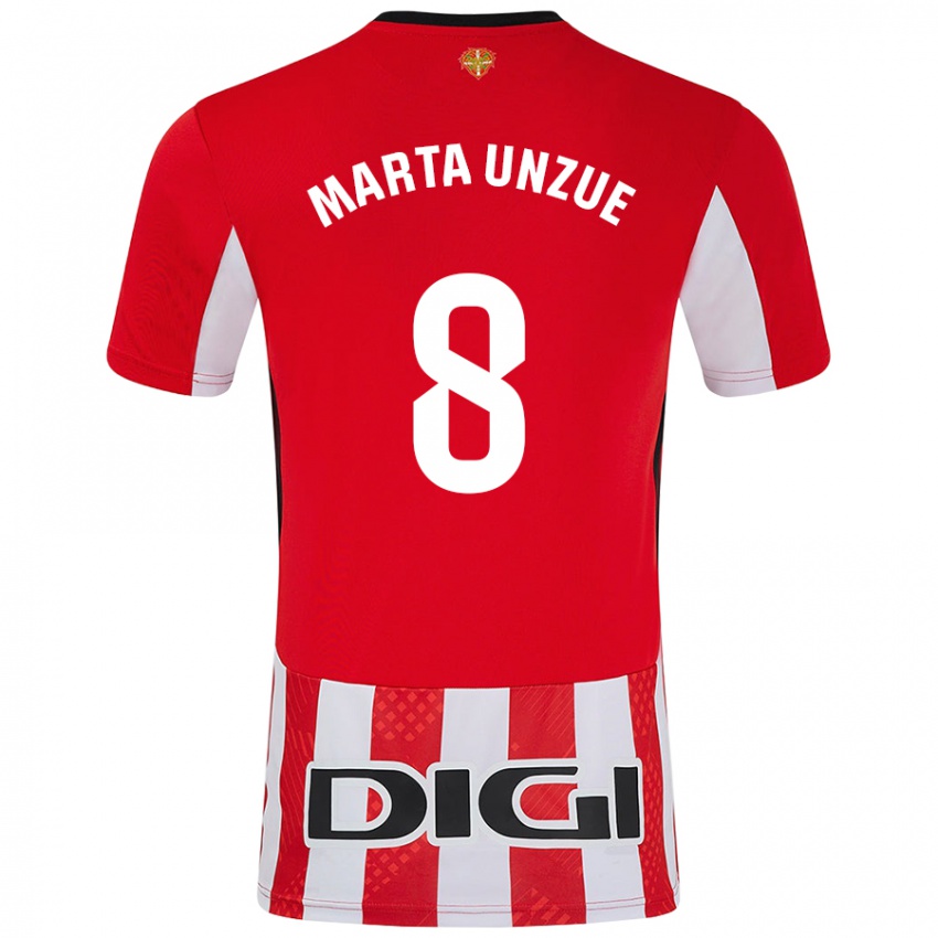 Enfant Maillot Marta Unzué Urdániz #8 Rouge Blanc Tenues Domicile 2024/25 T-Shirt Suisse