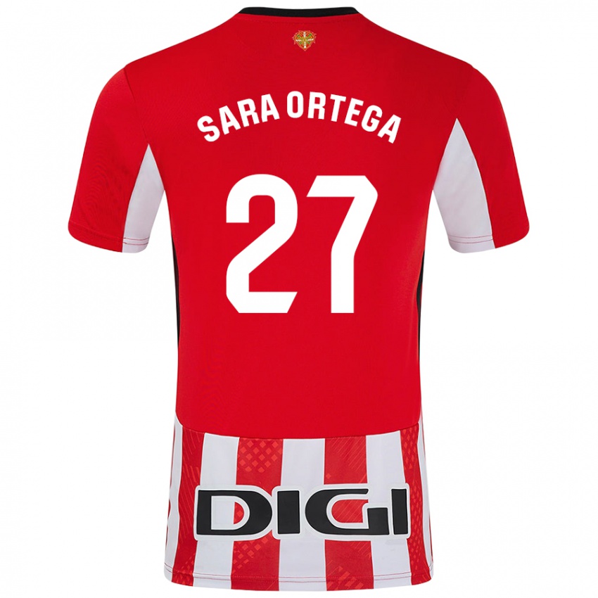 Enfant Maillot Sara Ortega Ruiz #27 Rouge Blanc Tenues Domicile 2024/25 T-Shirt Suisse