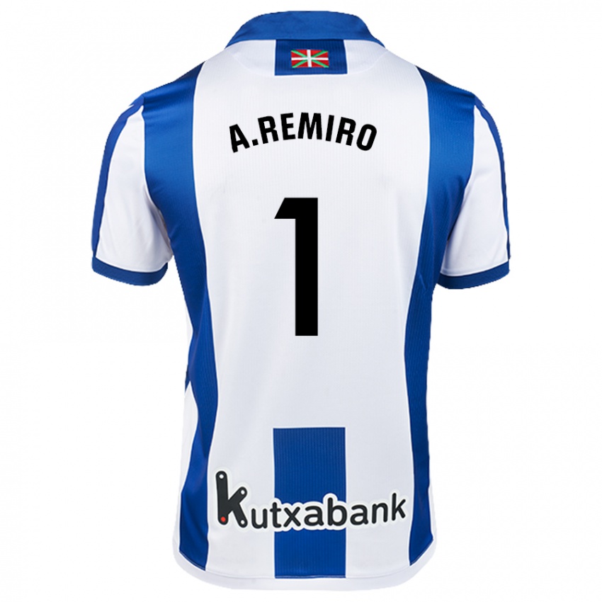 Kinder Álex Remiro #1 Weiß Blau Heimtrikot Trikot 2024/25 T-Shirt Schweiz