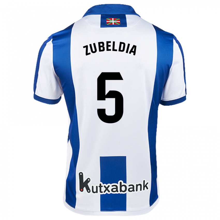 Kinder Igor Zubeldia #5 Weiß Blau Heimtrikot Trikot 2024/25 T-Shirt Schweiz