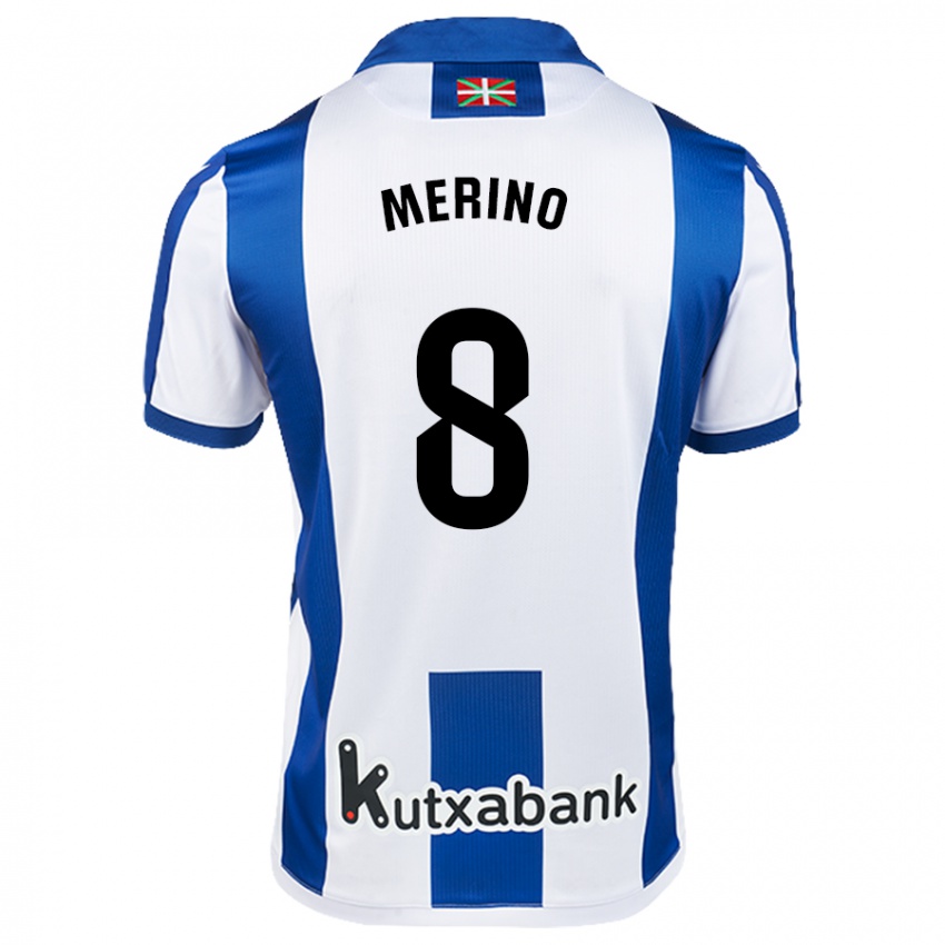 Kinder Mikel Merino #8 Weiß Blau Heimtrikot Trikot 2024/25 T-Shirt Schweiz