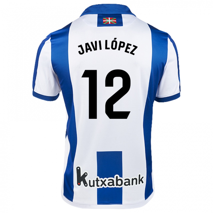 Kinder Javi López #12 Weiß Blau Heimtrikot Trikot 2024/25 T-Shirt Schweiz