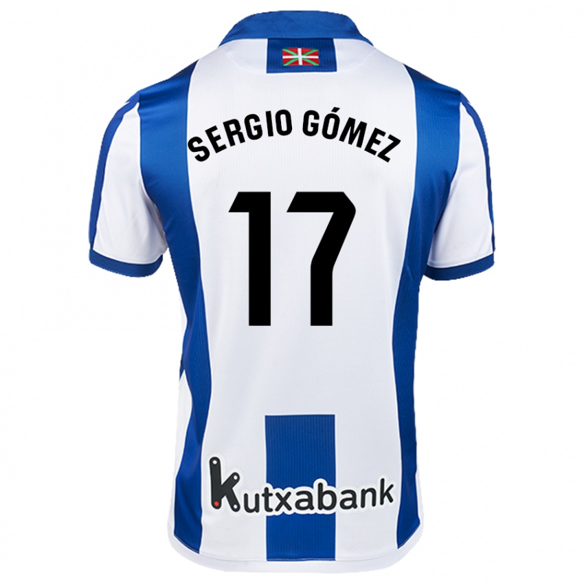 Kinder Sergio Gómez #17 Weiß Blau Heimtrikot Trikot 2024/25 T-Shirt Schweiz