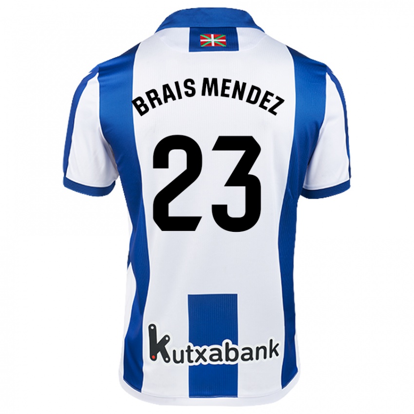 Kinder Brais Méndez #23 Weiß Blau Heimtrikot Trikot 2024/25 T-Shirt Schweiz