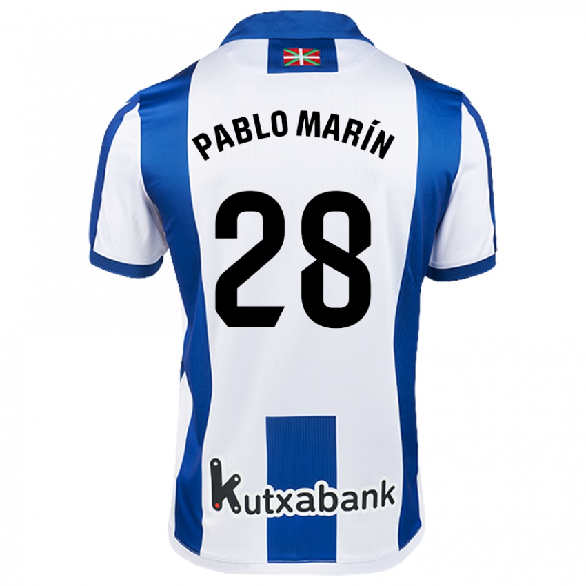 Kinder Pablo Marín #28 Weiß Blau Heimtrikot Trikot 2024/25 T-Shirt Schweiz