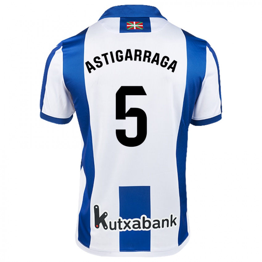 Kinder Eneko Astigarraga #5 Weiß Blau Heimtrikot Trikot 2024/25 T-Shirt Schweiz