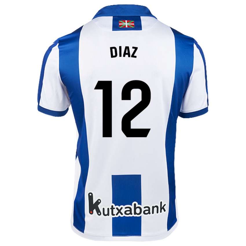 Kinder Ekain Díaz #12 Weiß Blau Heimtrikot Trikot 2024/25 T-Shirt Schweiz