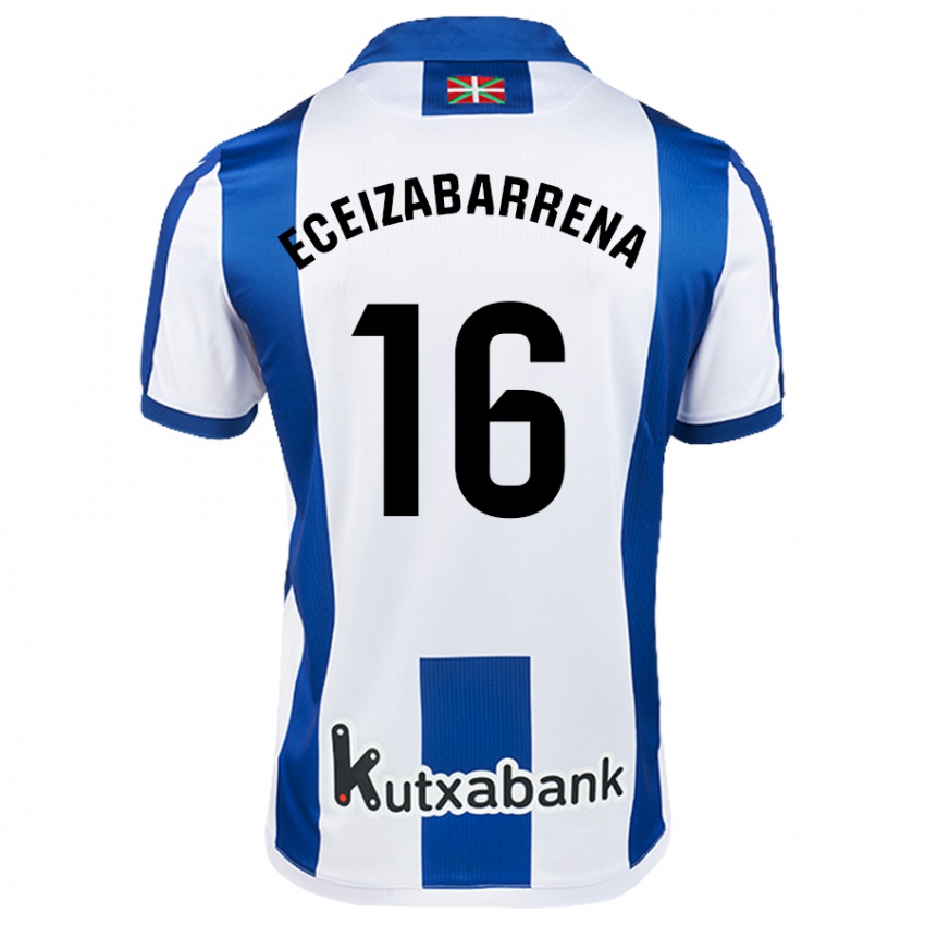 Kinder Jon Eceizabarrena #16 Weiß Blau Heimtrikot Trikot 2024/25 T-Shirt Schweiz