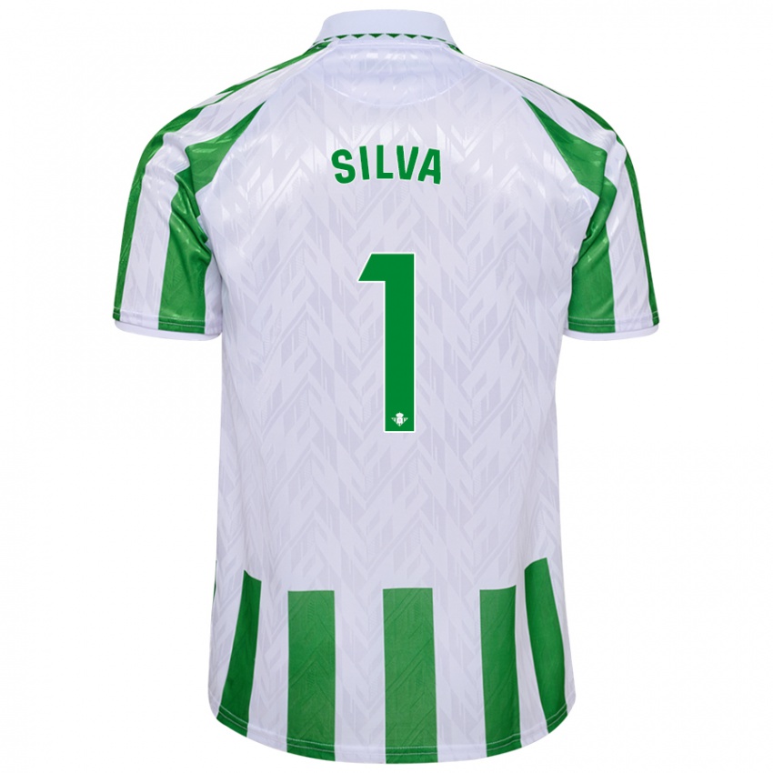 Kinder Rui Silva #1 Grün Weiße Streifen Heimtrikot Trikot 2024/25 T-Shirt Schweiz