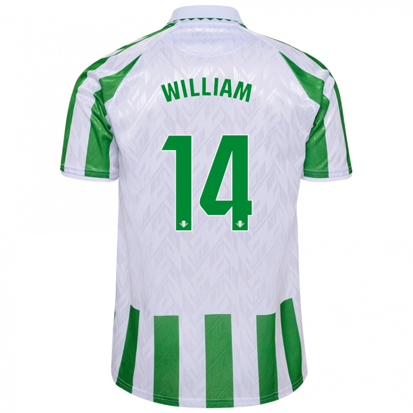 Enfant Maillot William Carvalho #14 Rayures Vertes Et Blanches Tenues Domicile 2024/25 T-Shirt Suisse