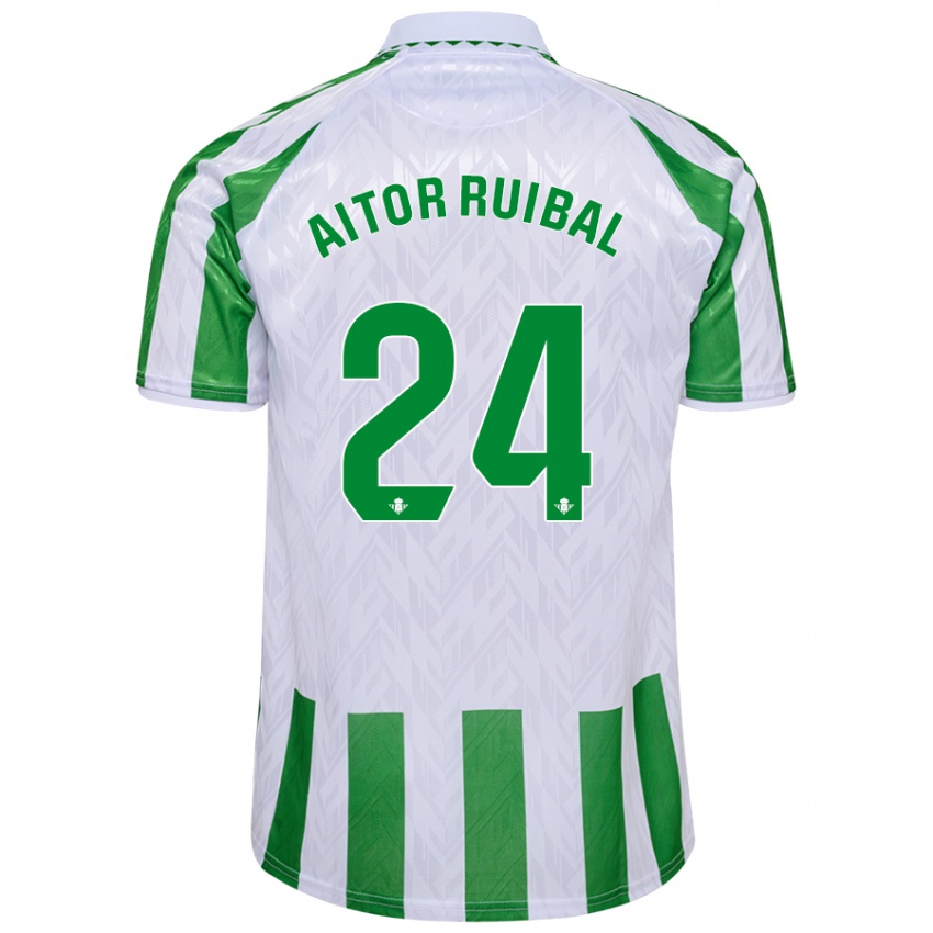 Enfant Maillot Aitor Ruibal #24 Rayures Vertes Et Blanches Tenues Domicile 2024/25 T-Shirt Suisse