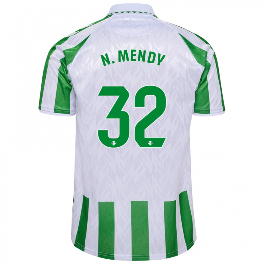 Enfant Maillot Nobel Mendy #32 Rayures Vertes Et Blanches Tenues Domicile 2024/25 T-Shirt Suisse