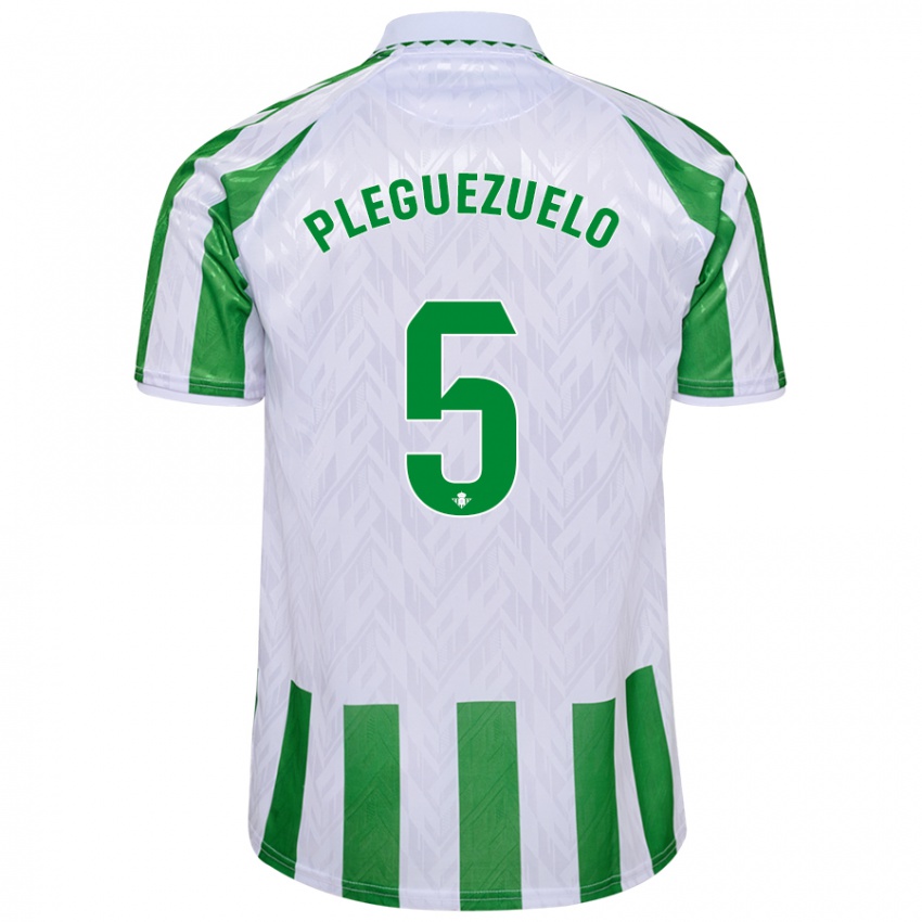 Kinder Xavi Pleguezuelo #5 Grün Weiße Streifen Heimtrikot Trikot 2024/25 T-Shirt Schweiz