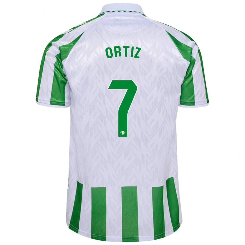 Kinder Ángel Ortiz #7 Grün Weiße Streifen Heimtrikot Trikot 2024/25 T-Shirt Schweiz