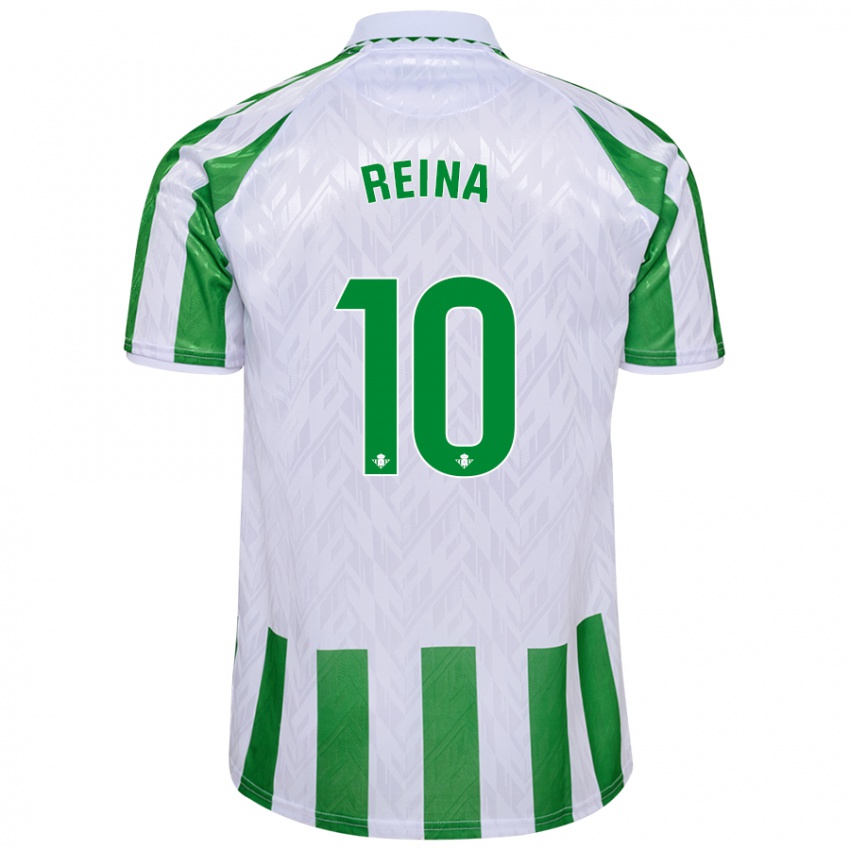 Kinder Carlos Reina #10 Grün Weiße Streifen Heimtrikot Trikot 2024/25 T-Shirt Schweiz