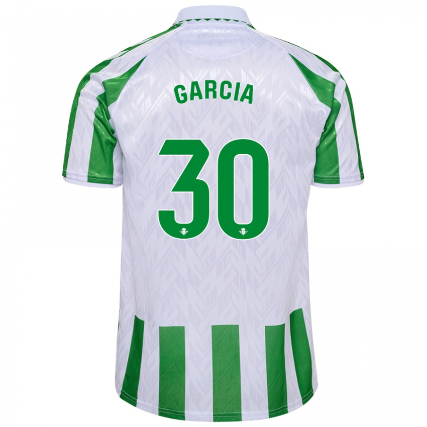 Enfant Maillot Germán García #30 Rayures Vertes Et Blanches Tenues Domicile 2024/25 T-Shirt Suisse