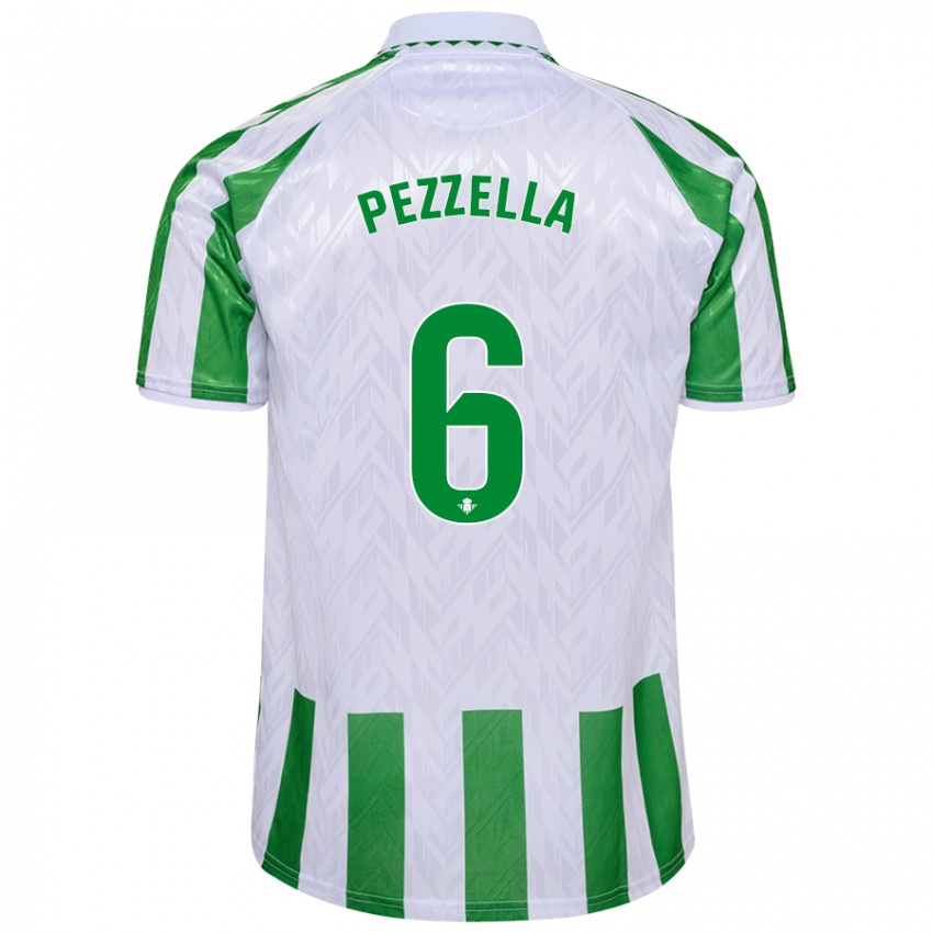 Kinder Germán Pezzella #6 Grün Weiße Streifen Heimtrikot Trikot 2024/25 T-Shirt Schweiz