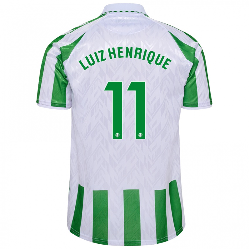 Kinder Luiz Henrique #11 Grün Weiße Streifen Heimtrikot Trikot 2024/25 T-Shirt Schweiz