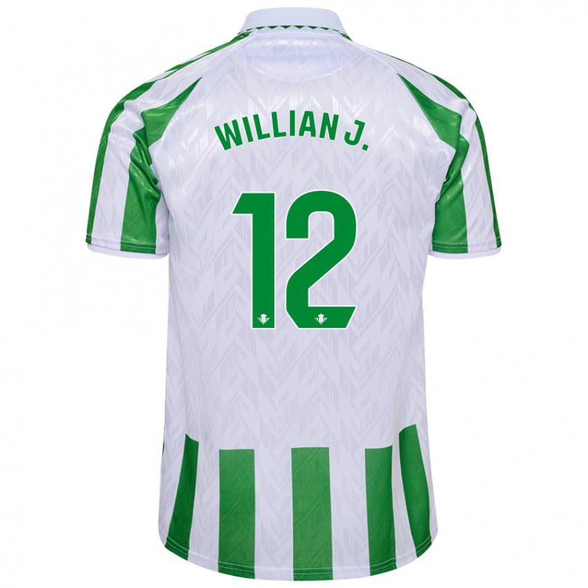 Kinder Willian José #12 Grün Weiße Streifen Heimtrikot Trikot 2024/25 T-Shirt Schweiz