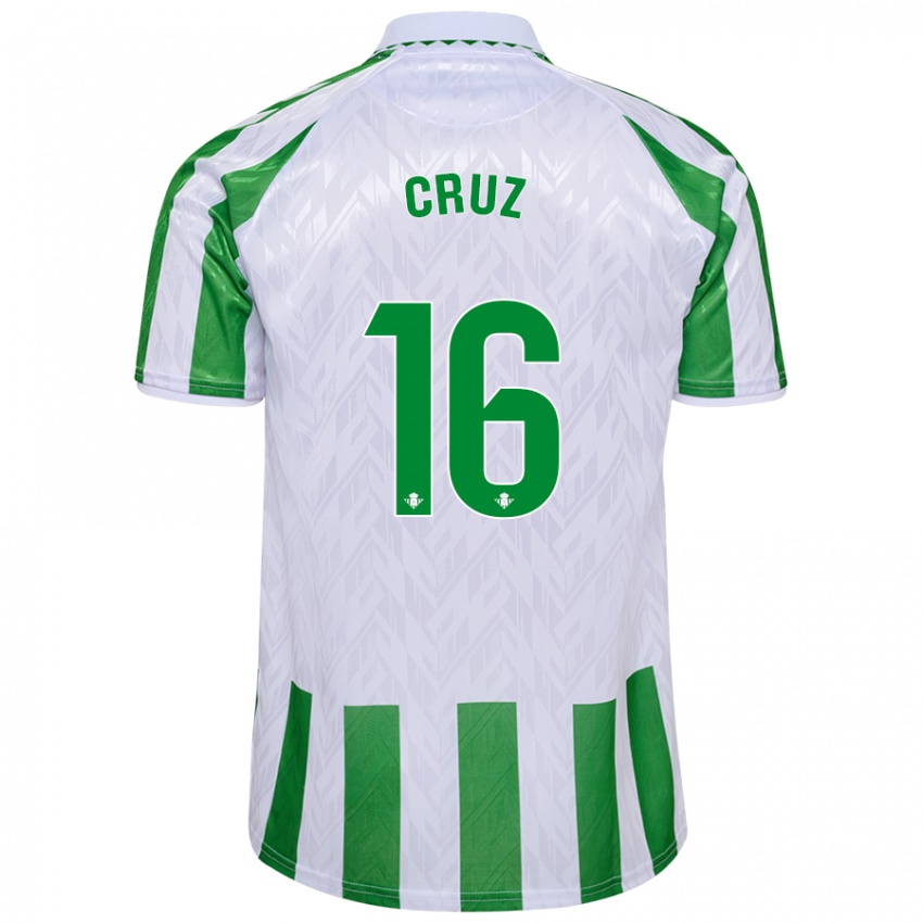 Kinder Juan Cruz #16 Grün Weiße Streifen Heimtrikot Trikot 2024/25 T-Shirt Schweiz