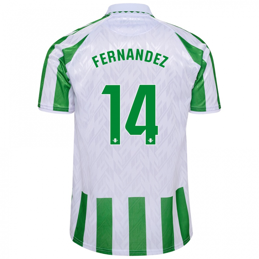 Kinder Quique Fernández #14 Grün Weiße Streifen Heimtrikot Trikot 2024/25 T-Shirt Schweiz