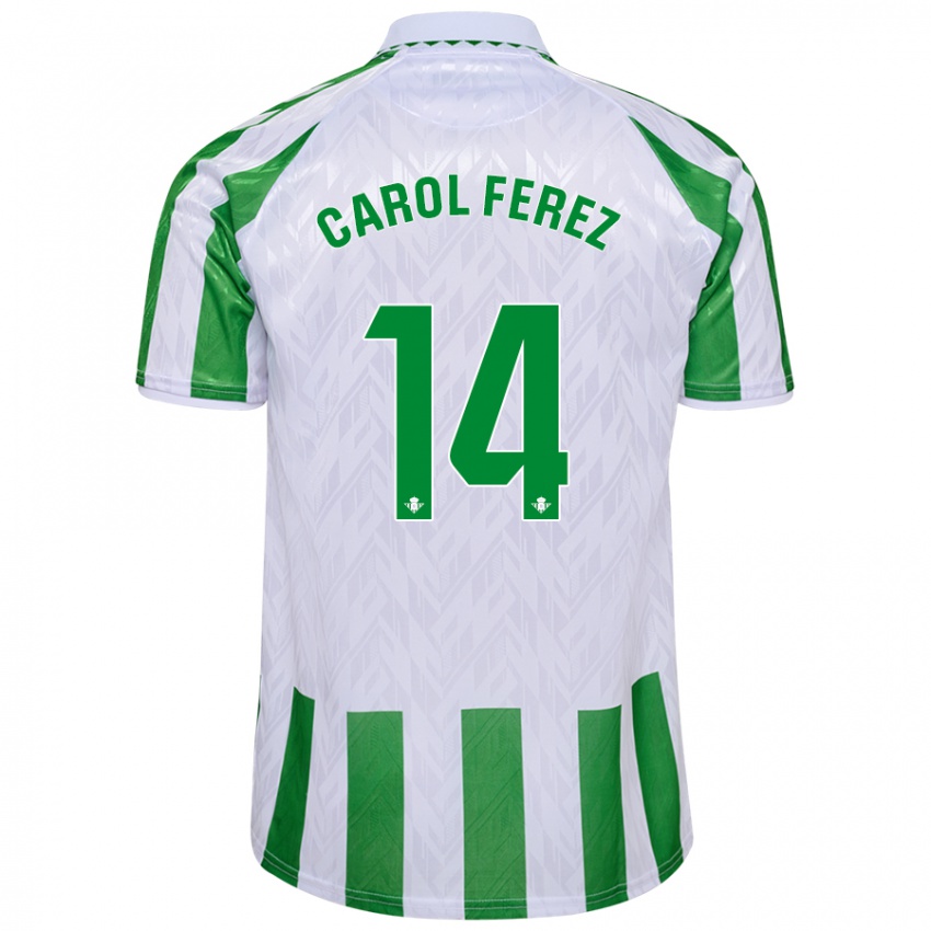 Enfant Maillot Carolina Férez Méndez #14 Rayures Vertes Et Blanches Tenues Domicile 2024/25 T-Shirt Suisse