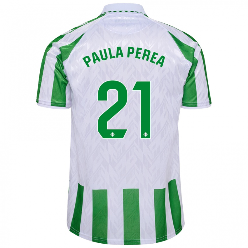 Kinder Paula Perea Ramírez #21 Grün Weiße Streifen Heimtrikot Trikot 2024/25 T-Shirt Schweiz