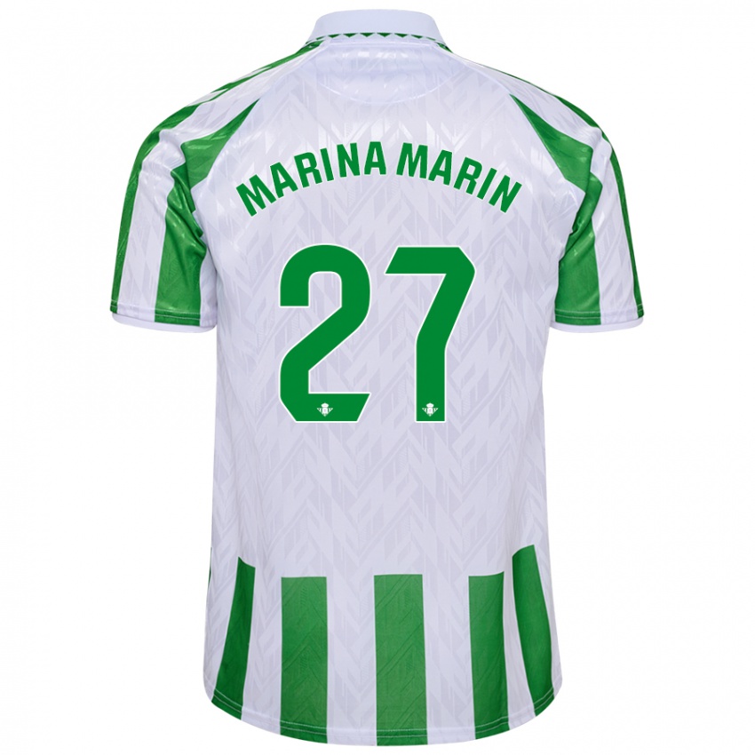 Kinder Marina Marín #27 Grün Weiße Streifen Heimtrikot Trikot 2024/25 T-Shirt Schweiz