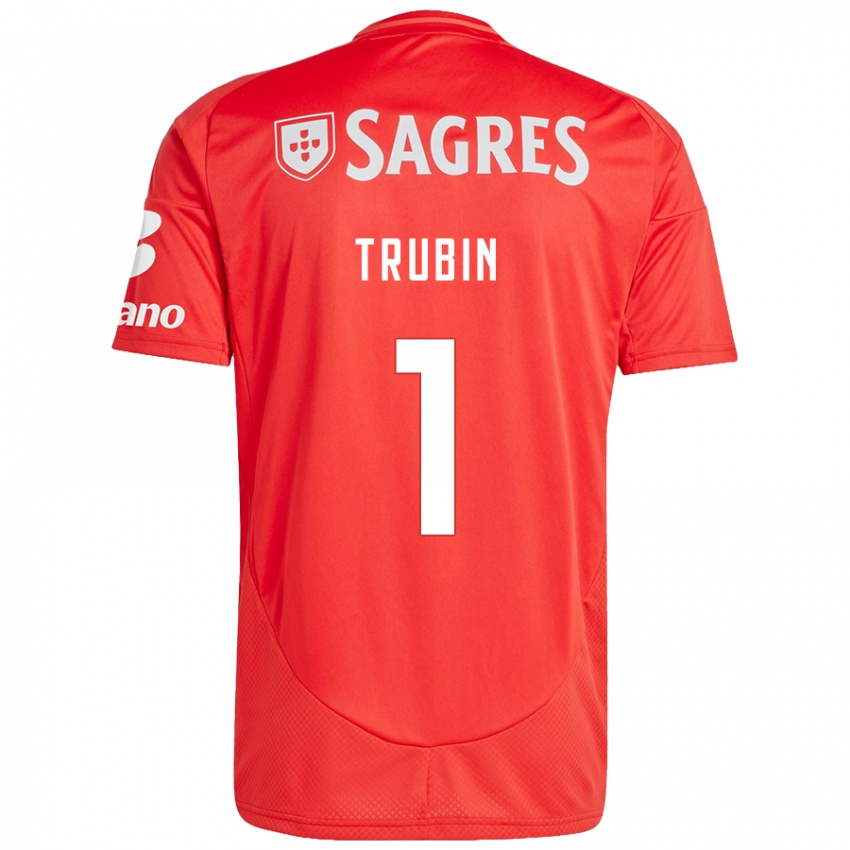 Enfant Maillot Anatoliy Trubin #1 Rouge Blanc Tenues Domicile 2024/25 T-Shirt Suisse