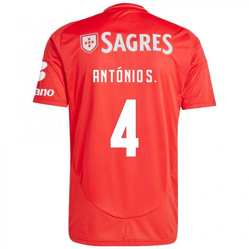 Enfant Maillot António Silva #4 Rouge Blanc Tenues Domicile 2024/25 T-Shirt Suisse