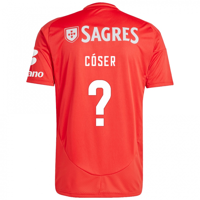 Enfant Maillot Tiago Cóser #0 Rouge Blanc Tenues Domicile 2024/25 T-Shirt Suisse