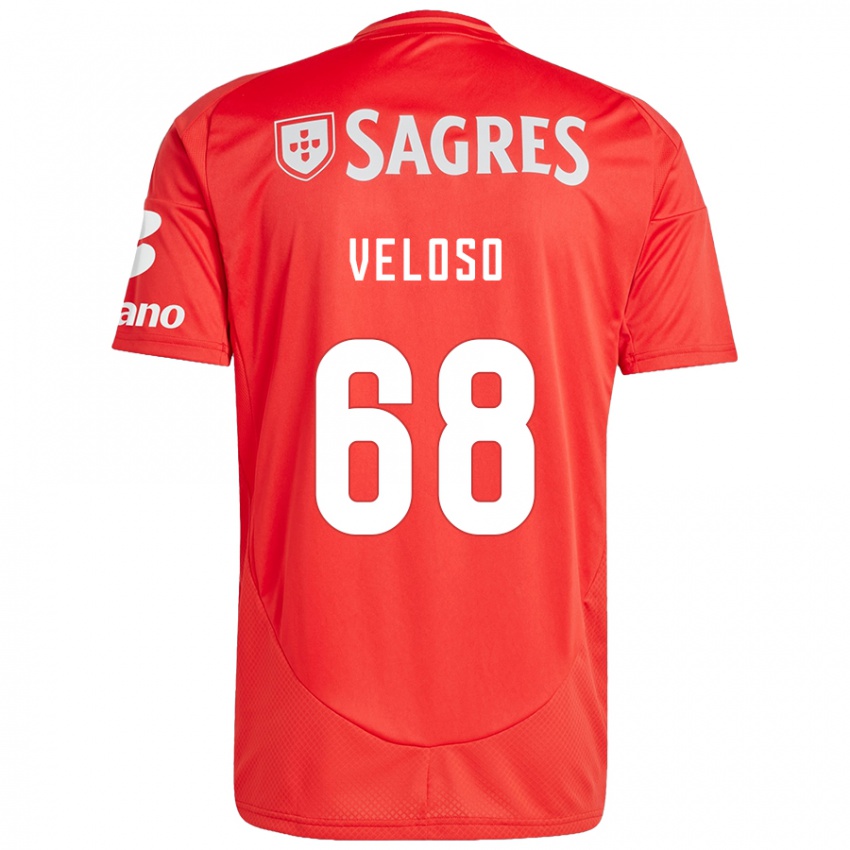 Enfant Maillot João Veloso #68 Rouge Blanc Tenues Domicile 2024/25 T-Shirt Suisse