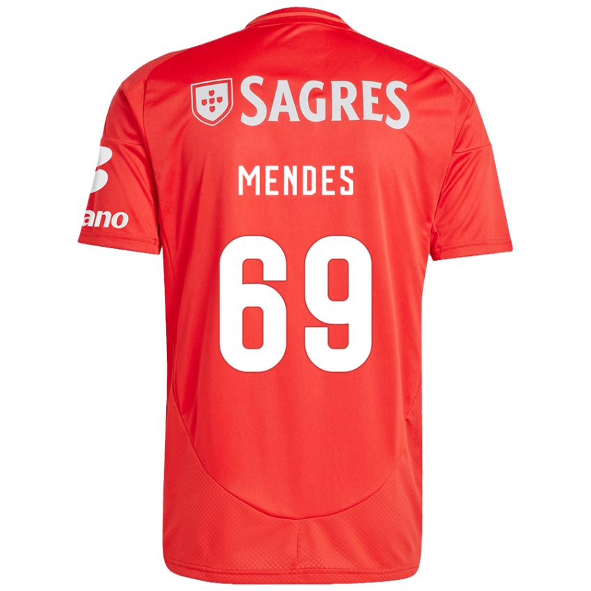 Enfant Maillot Vladimir Mendes #69 Rouge Blanc Tenues Domicile 2024/25 T-Shirt Suisse