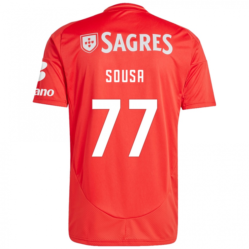 Enfant Maillot Gerson Sousa #77 Rouge Blanc Tenues Domicile 2024/25 T-Shirt Suisse