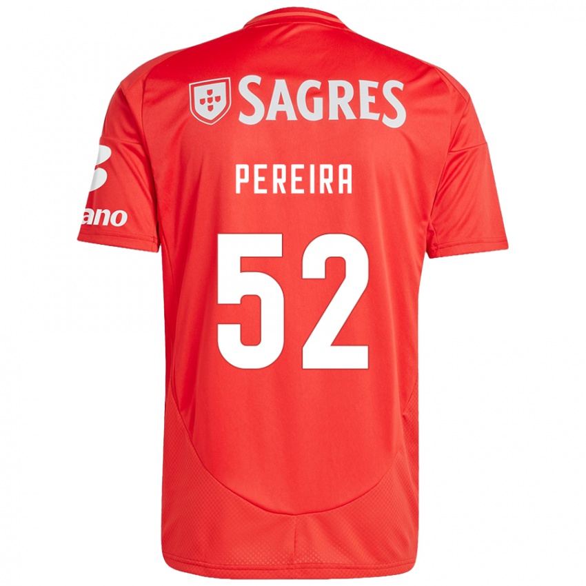 Enfant Maillot Henrique Pereira #52 Rouge Blanc Tenues Domicile 2024/25 T-Shirt Suisse