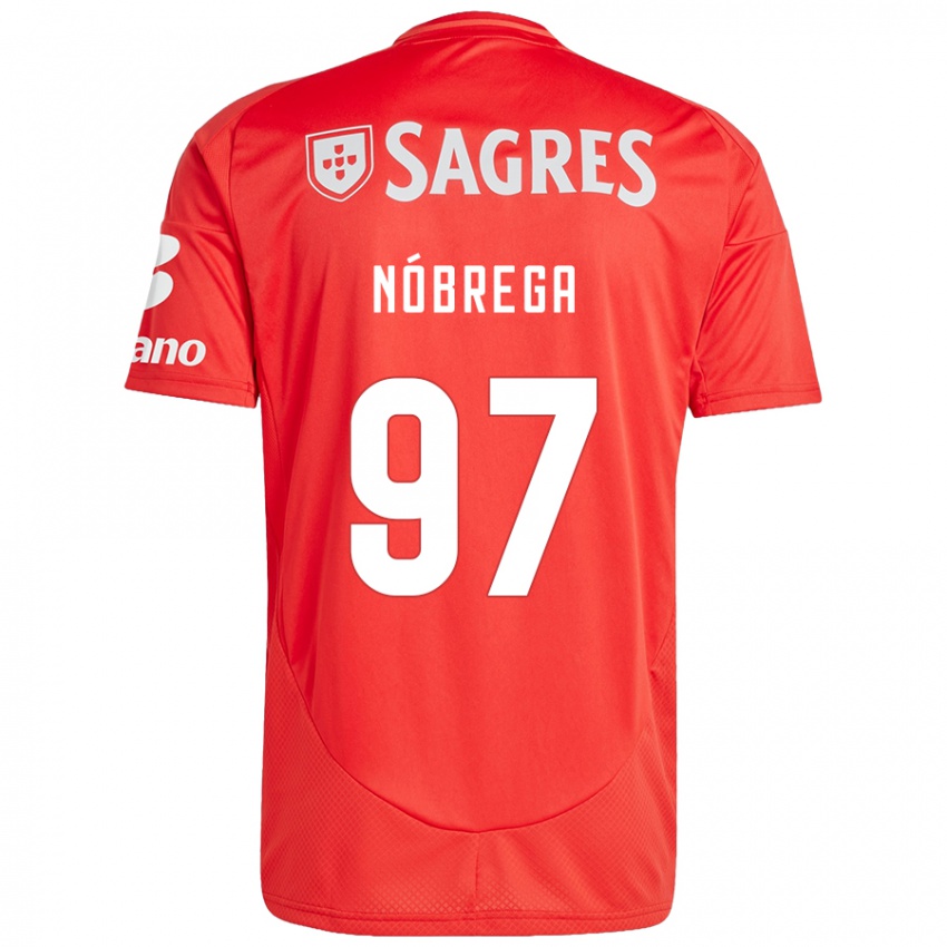 Enfant Maillot Ricardo Nóbrega #97 Rouge Blanc Tenues Domicile 2024/25 T-Shirt Suisse