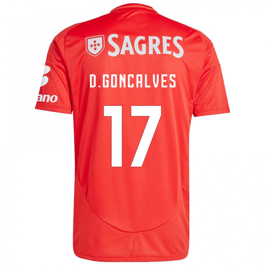 Enfant Maillot Diogo Goncalves #17 Rouge Blanc Tenues Domicile 2024/25 T-Shirt Suisse