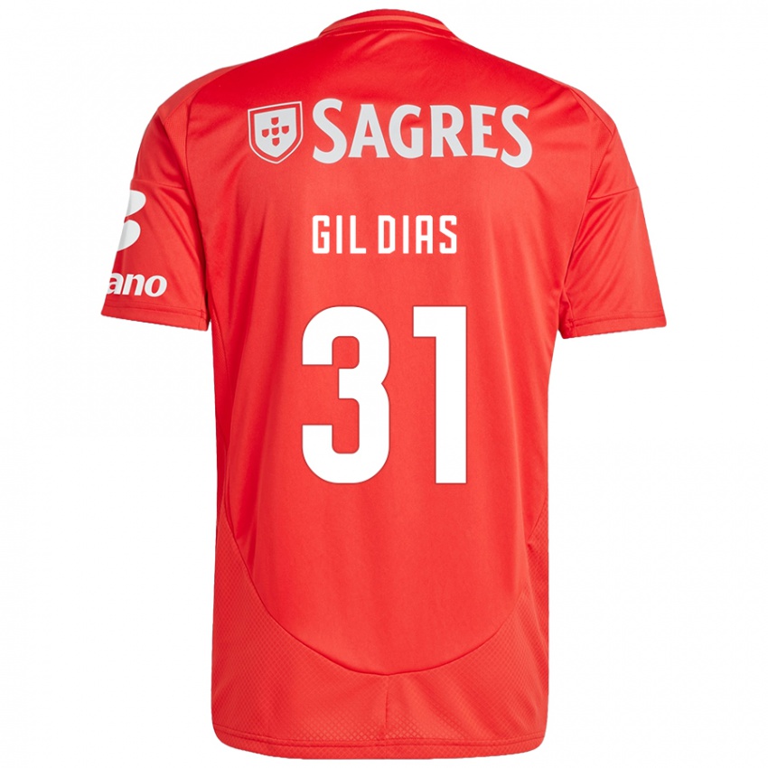 Enfant Maillot Gil Dias #31 Rouge Blanc Tenues Domicile 2024/25 T-Shirt Suisse