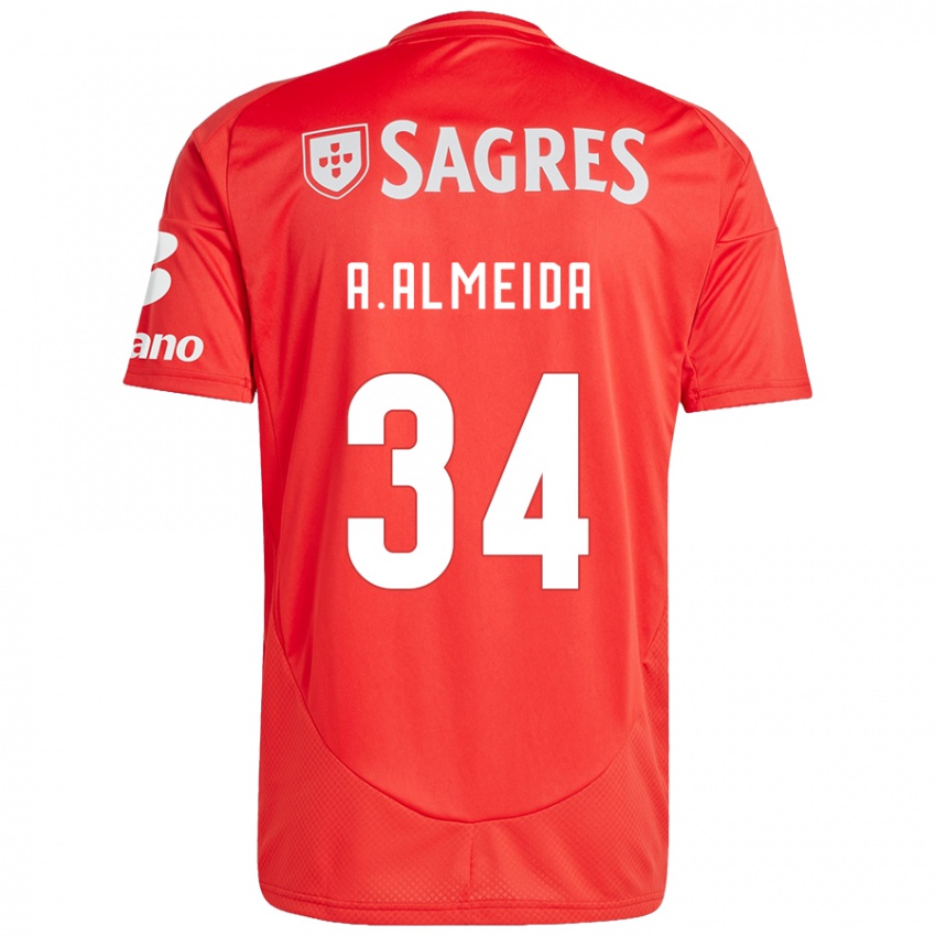 Enfant Maillot Andre Almeida #34 Rouge Blanc Tenues Domicile 2024/25 T-Shirt Suisse