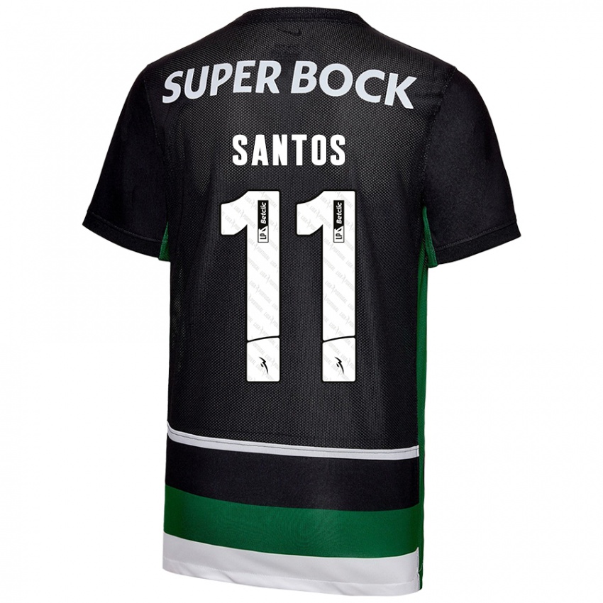 Enfant Maillot Nuno Santos #11 Noir Blanc Vert Tenues Domicile 2024/25 T-Shirt Suisse