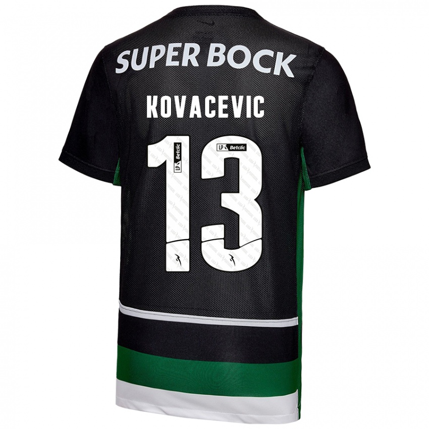 Enfant Maillot Vladan Kovacevic #13 Noir Blanc Vert Tenues Domicile 2024/25 T-Shirt Suisse