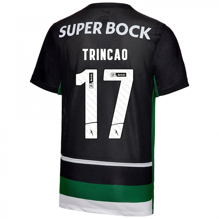 Enfant Maillot Trincão #17 Noir Blanc Vert Tenues Domicile 2024/25 T-Shirt Suisse