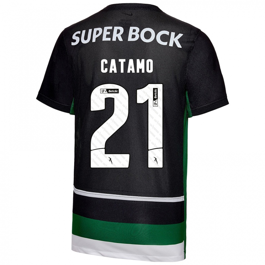 Enfant Maillot Geny Catamo #21 Noir Blanc Vert Tenues Domicile 2024/25 T-Shirt Suisse