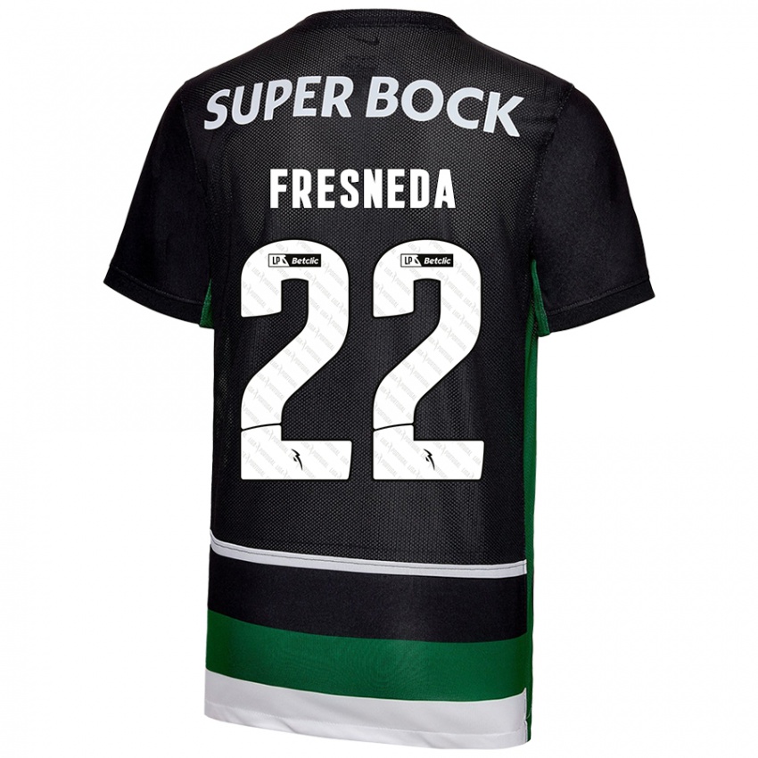 Enfant Maillot Iván Fresneda #22 Noir Blanc Vert Tenues Domicile 2024/25 T-Shirt Suisse