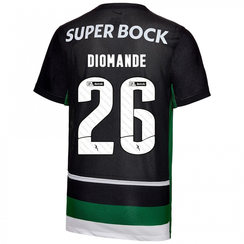 Enfant Maillot Ousmane Diomande #26 Noir Blanc Vert Tenues Domicile 2024/25 T-Shirt Suisse