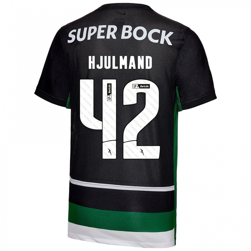 Enfant Maillot Morten Hjulmand #42 Noir Blanc Vert Tenues Domicile 2024/25 T-Shirt Suisse